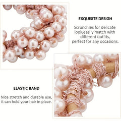9pcs Pearl Hair Tie Resin Ball Decor Hair Ring Elastic Ponytail Holder