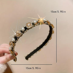 Baroque Crystal Faux Pearl Headband Vintage Head Hoop Headdress