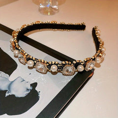 Baroque Crystal Faux Pearl Headband Vintage Head Hoop Headdress