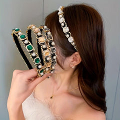 Baroque Crystal Faux Pearl Headband Vintage Head Hoop Headdress