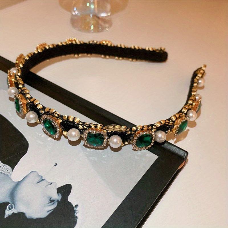 Baroque Crystal Faux Pearl Headband Vintage Head Hoop Headdress