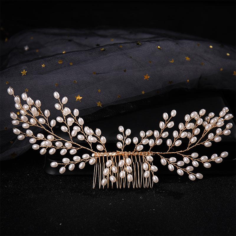 Silver Pearl Hair Comb Styling Accessory for Prom Party Bride