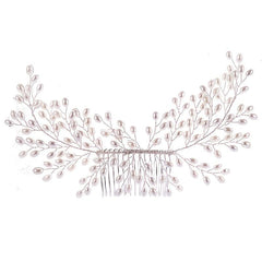 Silver Pearl Hair Comb Styling Accessory for Prom Party Bride