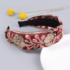Flower Embroidered Wide Headband for Women Girls Hair Accessories