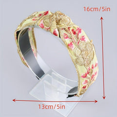 Flower Embroidered Wide Headband for Women Girls Hair Accessories