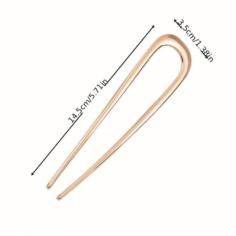 Enamel Colored Metal Hairpin Large U Shaped Ancient Style Daily Headdress