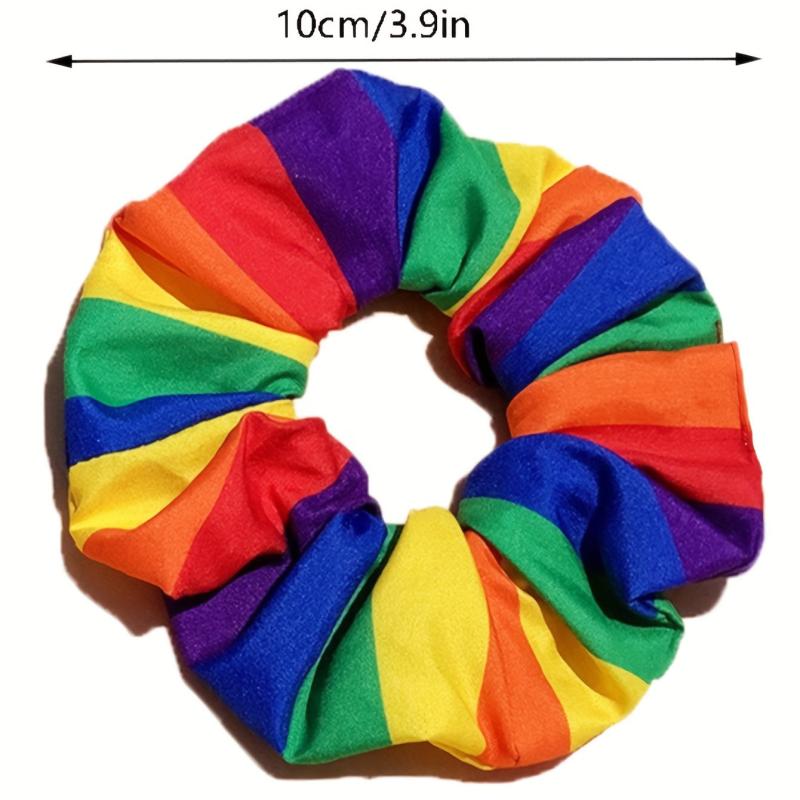 Rainbow Headband Large Scrunchie Set Hippie Style Hair Accessories