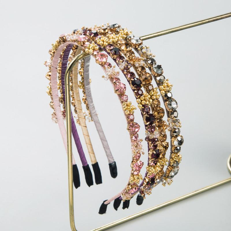 Baroque Crystal Rhinestone Decor Headband Glitter Head Hoop For Women