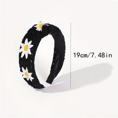 Knitted Sunflower Pattern Headband for Women Girls