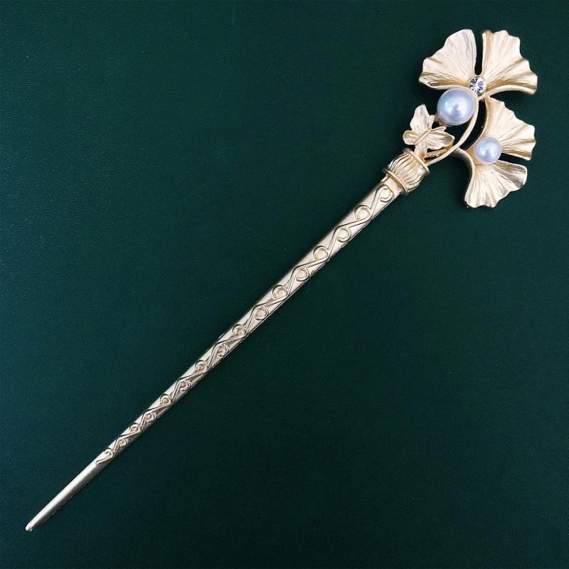 Faux Pearl & Ginkgo Leaf Hair Pin Wedding Headwear