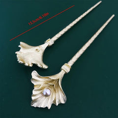 Faux Pearl & Ginkgo Leaf Hair Pin Wedding Headwear