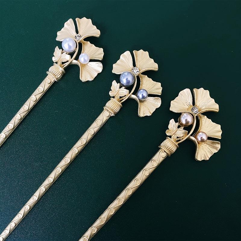 Faux Pearl & Ginkgo Leaf Hair Pin Wedding Headwear
