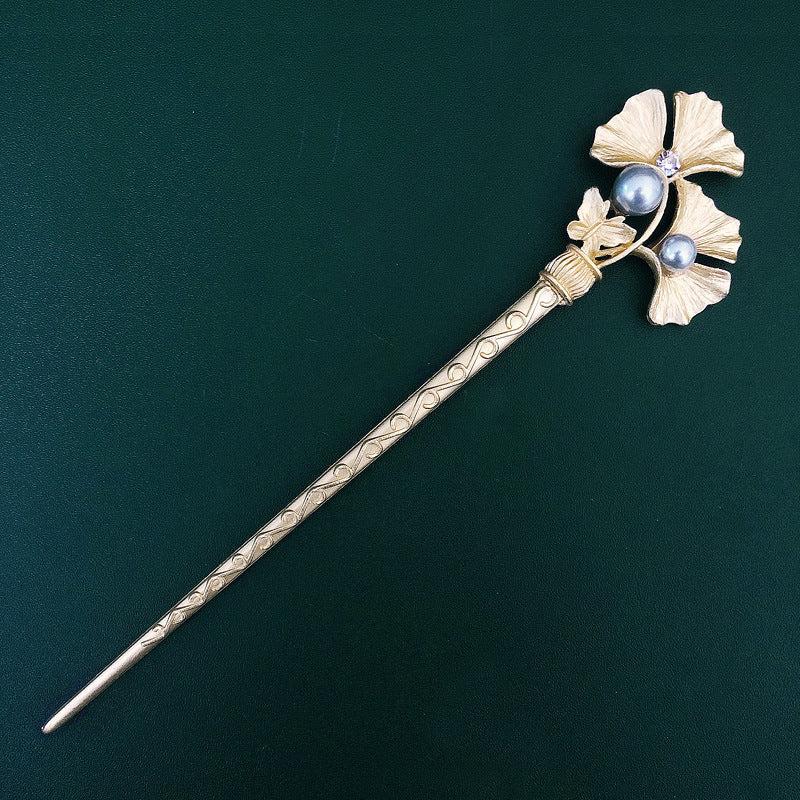 Faux Pearl & Ginkgo Leaf Hair Pin Wedding Headwear