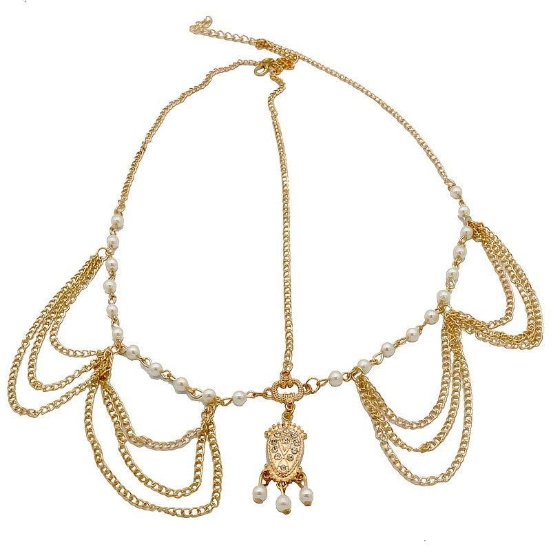 Vintage Faux Pearl Head Chain Bridal Hair Accessory