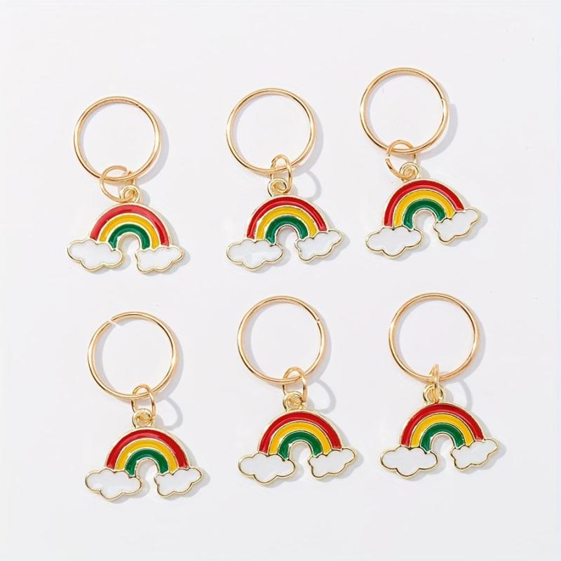 6pcs Rainbow Cloud Braid Hair Accessories Charm Hair Ring