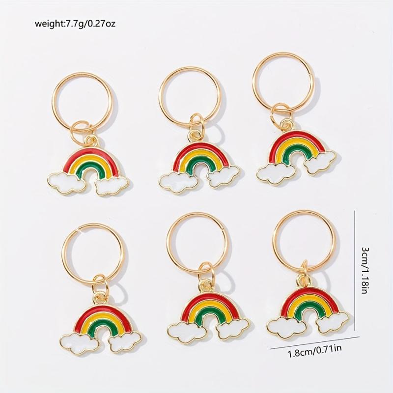 6pcs Rainbow Cloud Braid Hair Accessories Charm Hair Ring