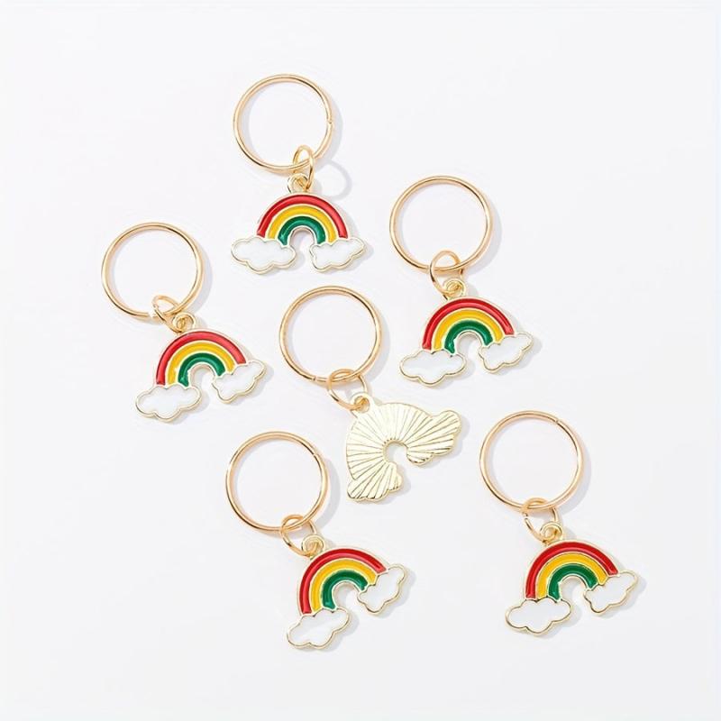 6pcs Rainbow Cloud Braid Hair Accessories Charm Hair Ring