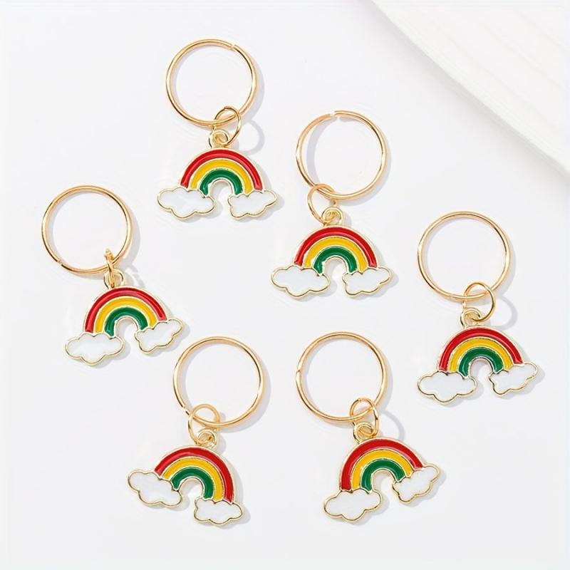 6pcs Rainbow Cloud Braid Hair Accessories Charm Hair Ring