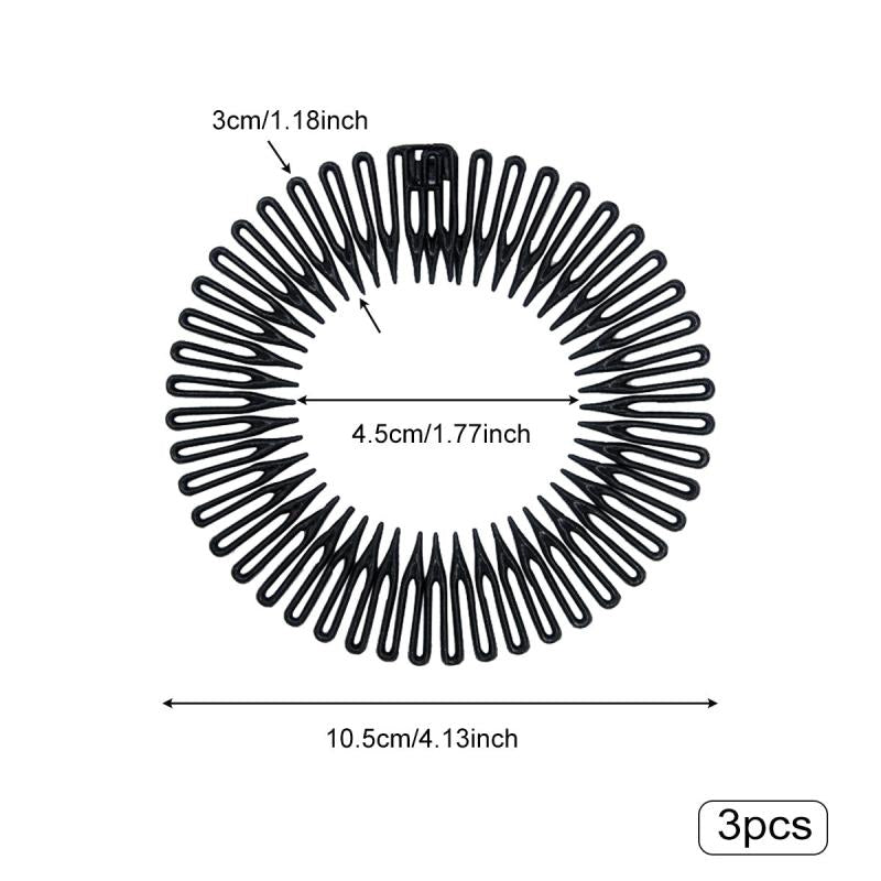 3pcs Flexible Teeth Hair Band Stretchy Head Hoop for Women Girls Men