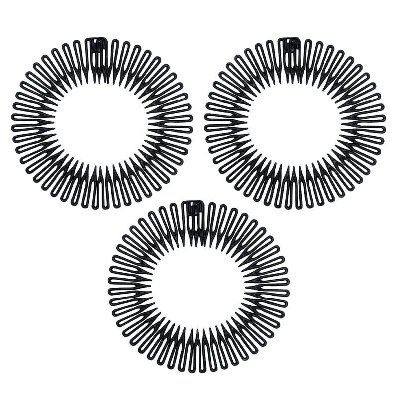 3pcs Flexible Teeth Hair Band Stretchy Head Hoop for Women Girls Men