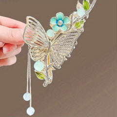 Butterfly Rhinestone Alloy Hair Claw Tassel Flower Shark Claw Hair Accessories