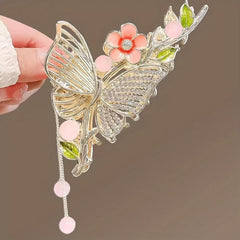 Butterfly Rhinestone Alloy Hair Claw Tassel Flower Shark Claw Hair Accessories