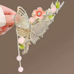 Butterfly Rhinestone Alloy Hair Claw Tassel Flower Shark Claw Hair Accessories