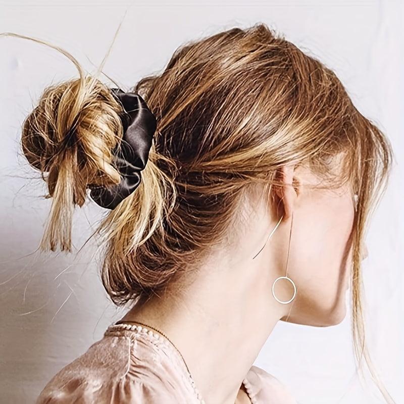 6pcs Large Satin Scrunchie Hair Tie Solid Silk Hair Rope Female Hair Accessories