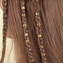 10 Vintage Gold Hair Rings for Braids Hair Cuff Accessories