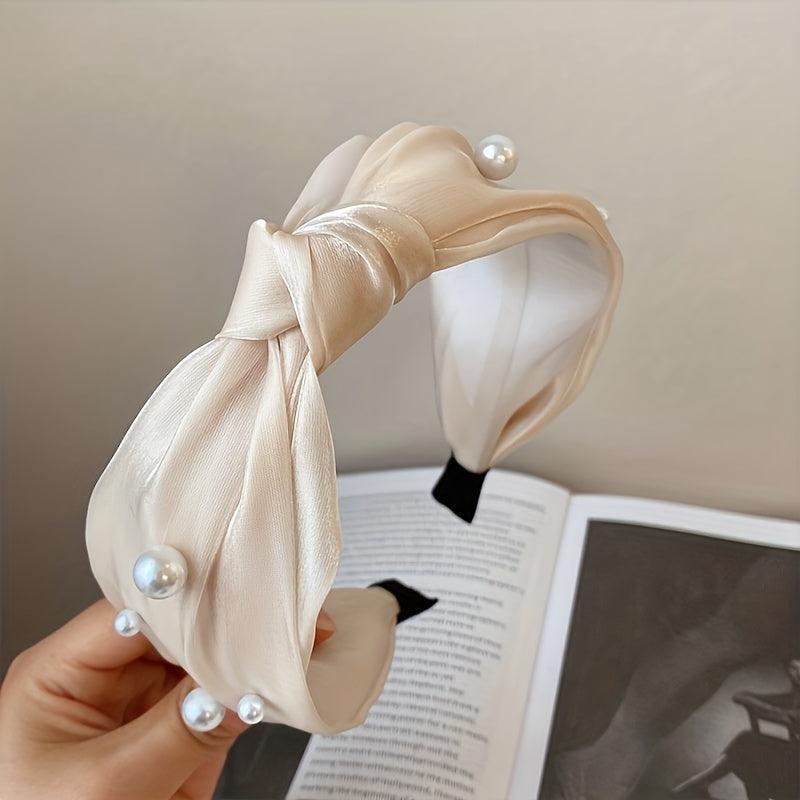 Faux Pearl Hair Hoop Wide Brim Hairband