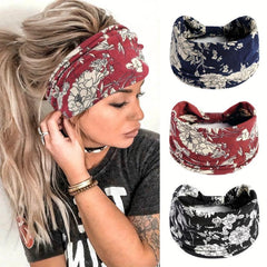 Boho Vintage Headband Floral Turban Bandana for Women