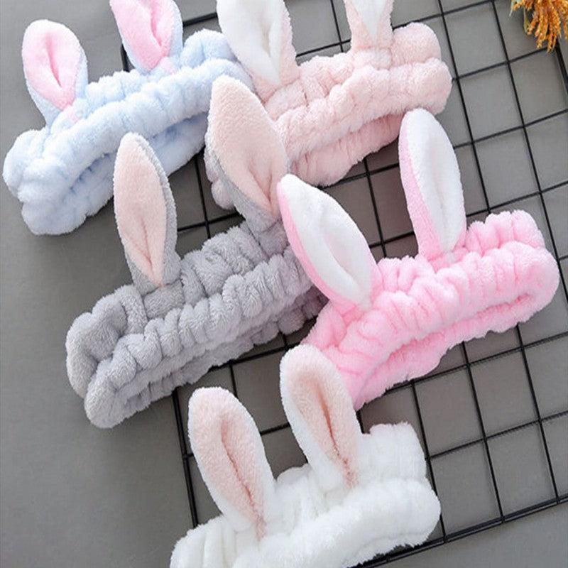Bunny Ear Bath Headband Elastic Plush Colorful Headband