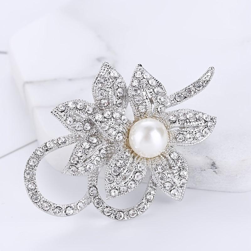 Faux Pearl Flower Brooches Pins Gorgeous Clothing Decor