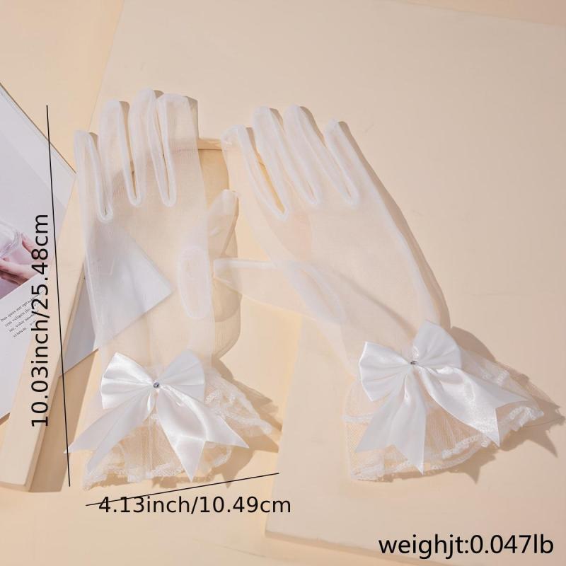 Sheer Wedding Gloves With Bow Bridal Gloves