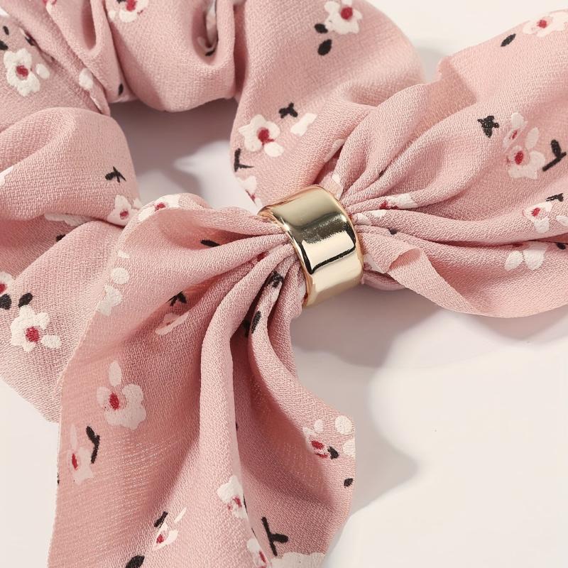 3pcs Flower Print Hair Tie Fabric Hair Rope Elastic Scrunchie Hair Accessories