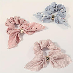 3pcs Flower Print Hair Tie Fabric Hair Rope Elastic Scrunchie Hair Accessories