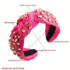Vintage Rhinestone Headband Knotted Head Hoop Hair Accessories For Women