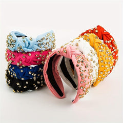 Vintage Rhinestone Headband Knotted Head Hoop Hair Accessories For Women
