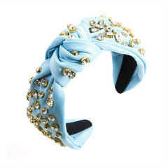 Vintage Rhinestone Headband Knotted Head Hoop Hair Accessories For Women