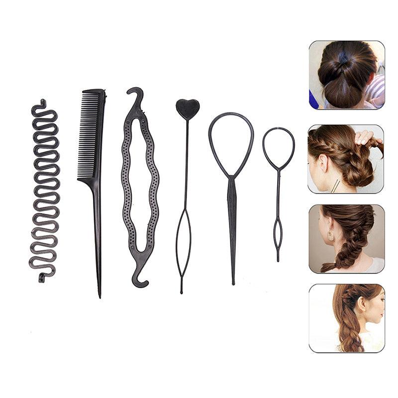 6pcs Hair Braiding Tool Set Hair Bun Maker DIY Styling Kit