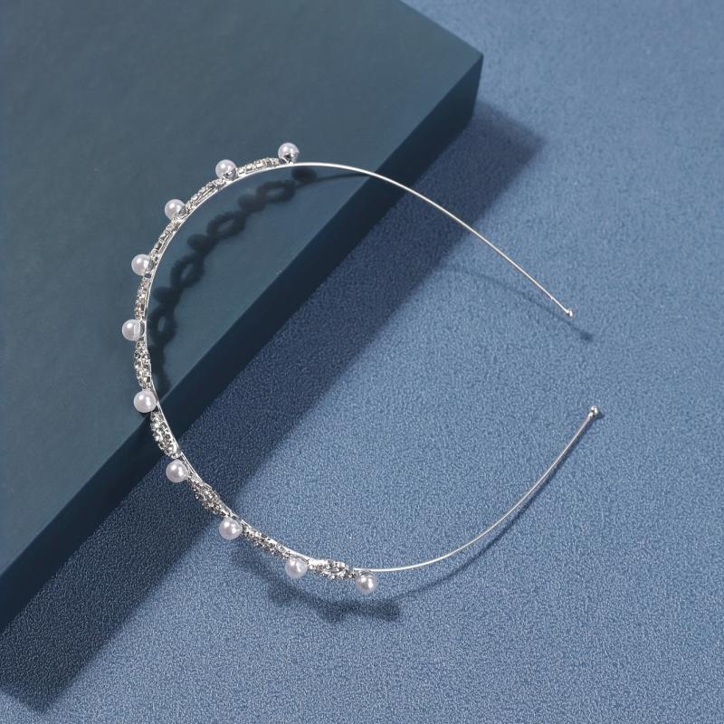 Rhinestone Faux Pearl Head Hoop for Women Girls