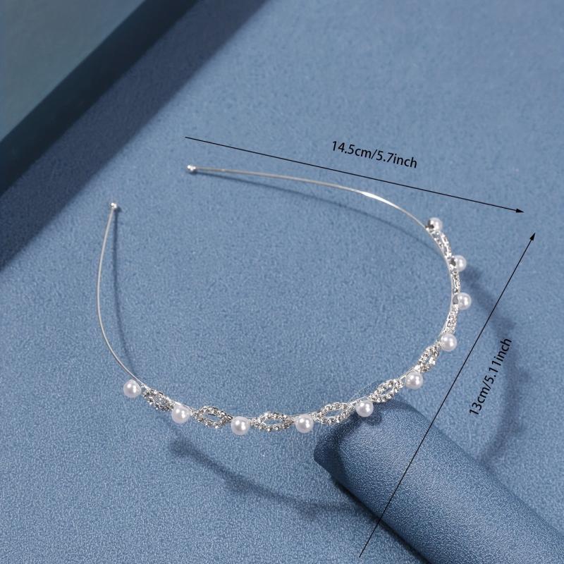 Rhinestone Faux Pearl Head Hoop for Women Girls
