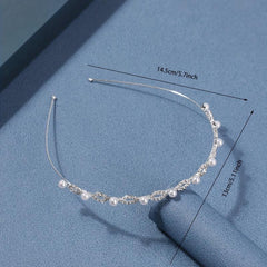 Rhinestone Faux Pearl Head Hoop for Women Girls