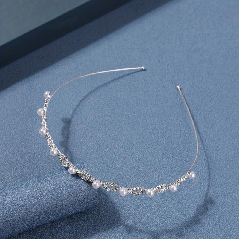 Rhinestone Faux Pearl Head Hoop for Women Girls
