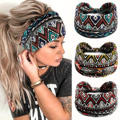 Boho Paisley Print Headband Retro Wide Sports Sweatband