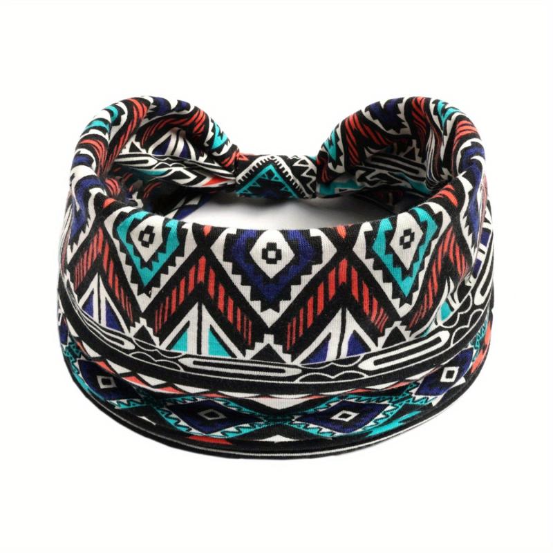 Boho Paisley Print Headband Retro Wide Sports Sweatband