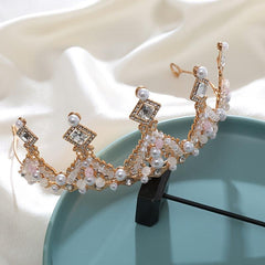 Rhinestone Pearl Crown Hairband Bridal Wedding Favor Tiara