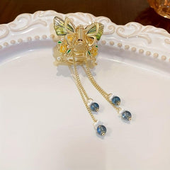 Butterfly Hair Claw With Beads Tassel Hair Clip
