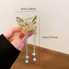 Butterfly Hair Claw With Beads Tassel Hair Clip