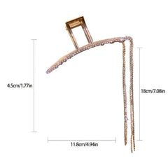Rhinestone Tassel Hair Claw Clip Strong Hold Grip for Thick Hair